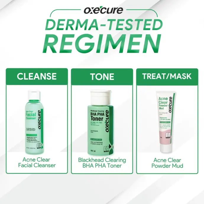 Oxecure Pimple Fighter Trio (Cleanser, Toner, Mud)