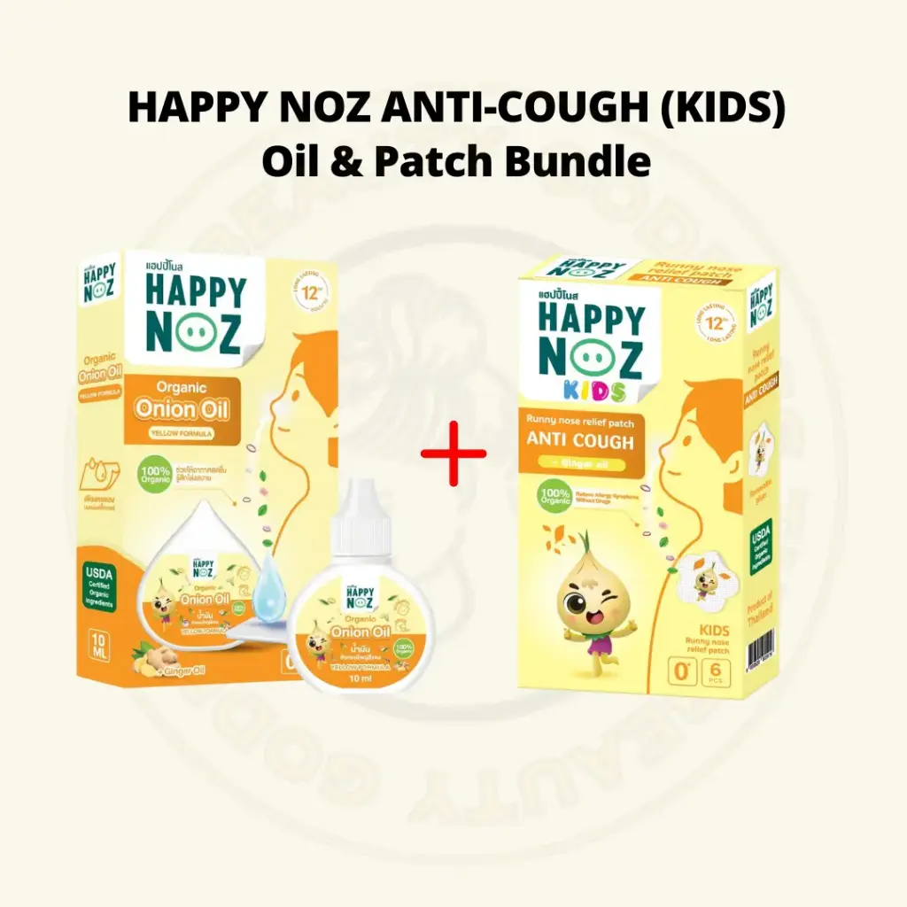 Happy Noz Organic Anti-Cough Onion Oil (10ml) & Patch  Bundle