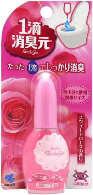 Kobayashi Shoshugen Room & Toilet Deodorizer – Sweet Rose Scent, Concentrated Odor Eliminator (20ml)