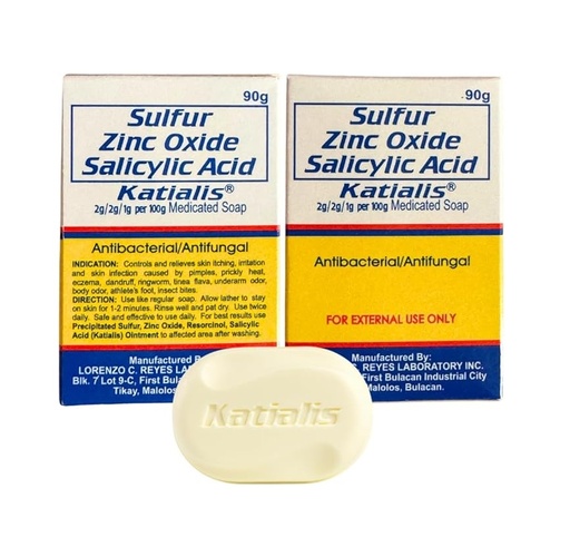 Pack of 2 - Katialis Sulfur Zinc Oxide Salicylic Acid Bar Soap (90g x 2pcs)