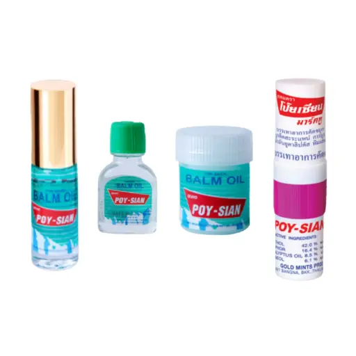 Poy-sian - Pim Sean Roll On, Bottle, Cotton & Inhaler - Pack of 4 - Gift Set