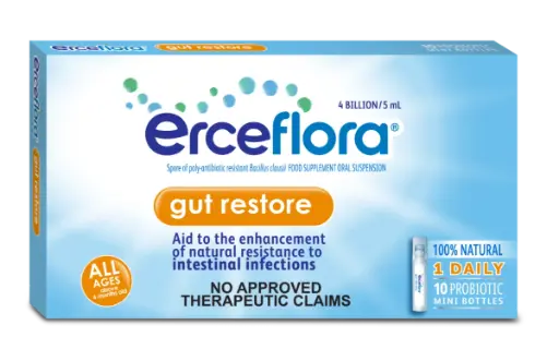 Erceflora Gut Restore – Probiotic Support for Digestive Balance (10 mini bottles)