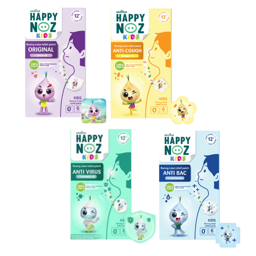 [SN2023-HNB04] Happy Noz Kids Bundle – Box of 4 Patches (Yellow, Purple, Green & Blue)